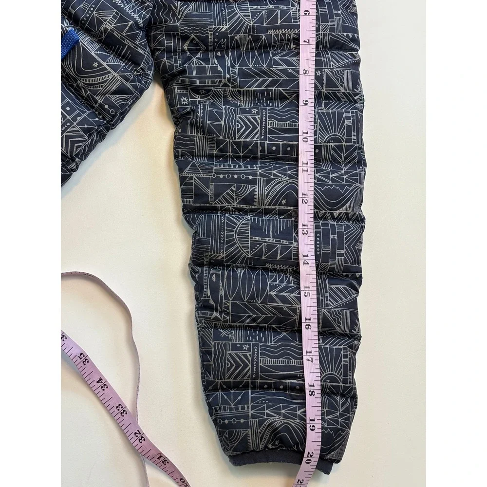 Patagonia Down Sweater Jacket Navy Blue Geometric Kids Large 12 Puffer Zip‎